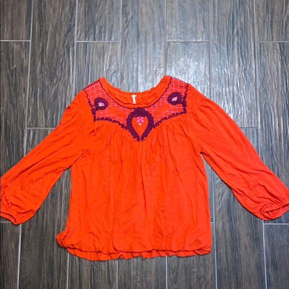 Free People red orange blouse